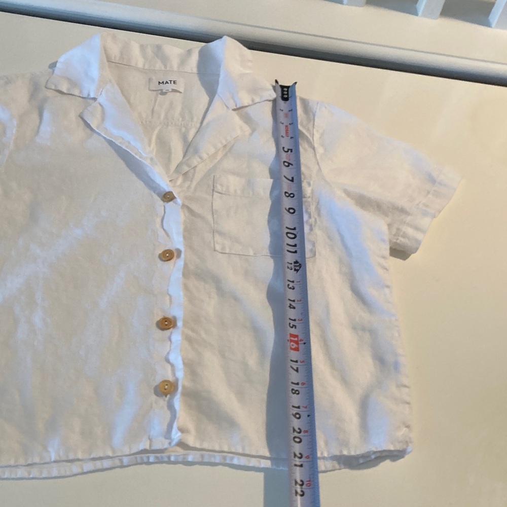 Mate the Label Logan linen shirt Bright White Classic Button Down Medium - Picture 7 of 10